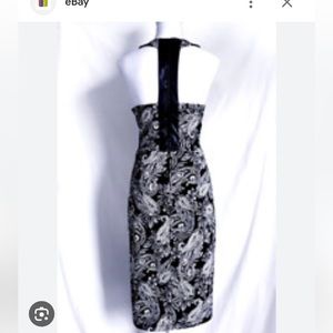 NWOT Bisou Bisou black cream paisley dress